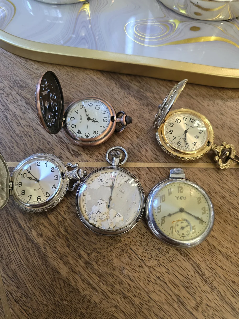 Classic Mixed-Metal Pocket Watch Collection - Silver, Gold, Not Working